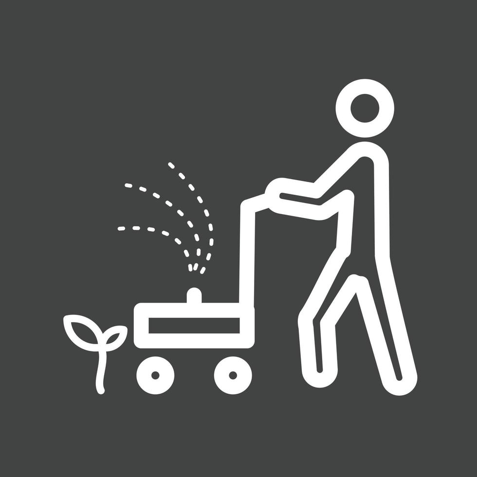 Person Mowing Grass Line Inverted Icon vector