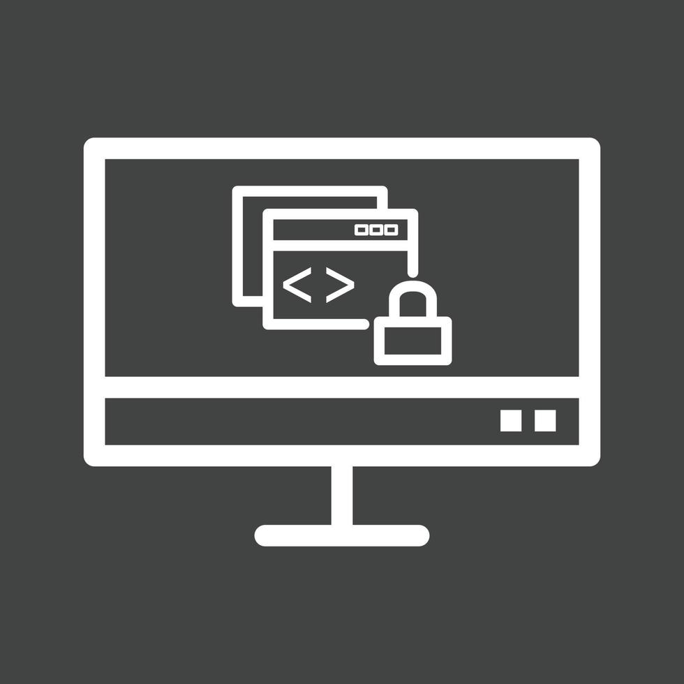Secure Code Line Inverted Icon vector