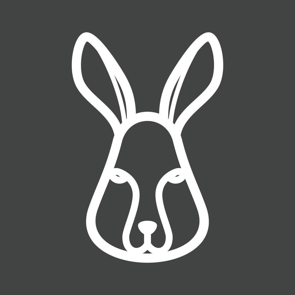 Rabbit Face Line Inverted Icon vector