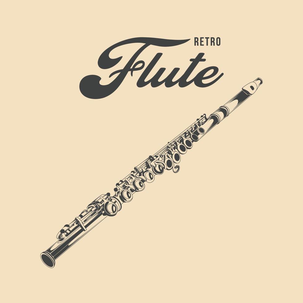 Jazz flute. Vector illustration classical wind trumpet. Musical instrument Vector Illustration