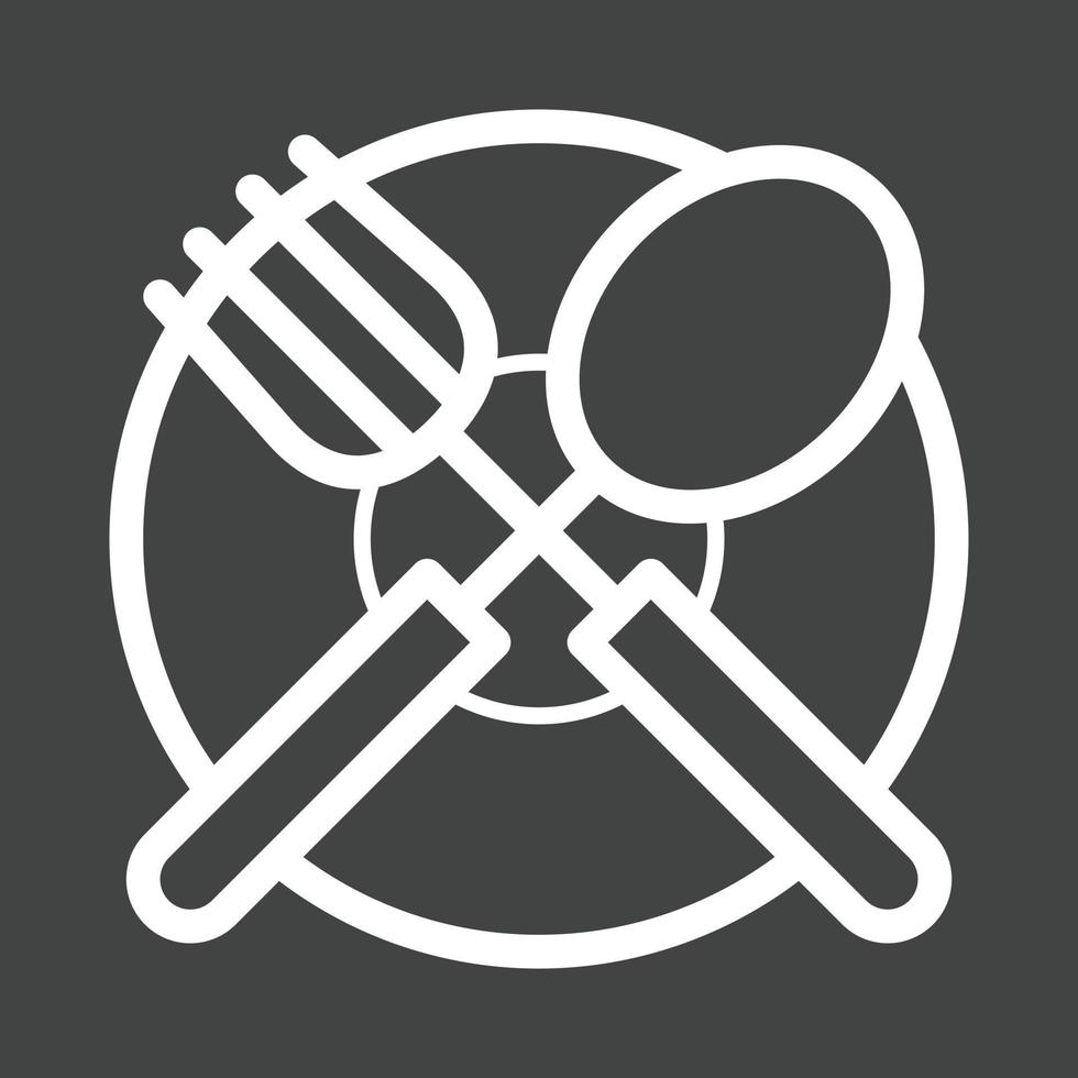 Cutlery and Plate Line Inverted Icon vector