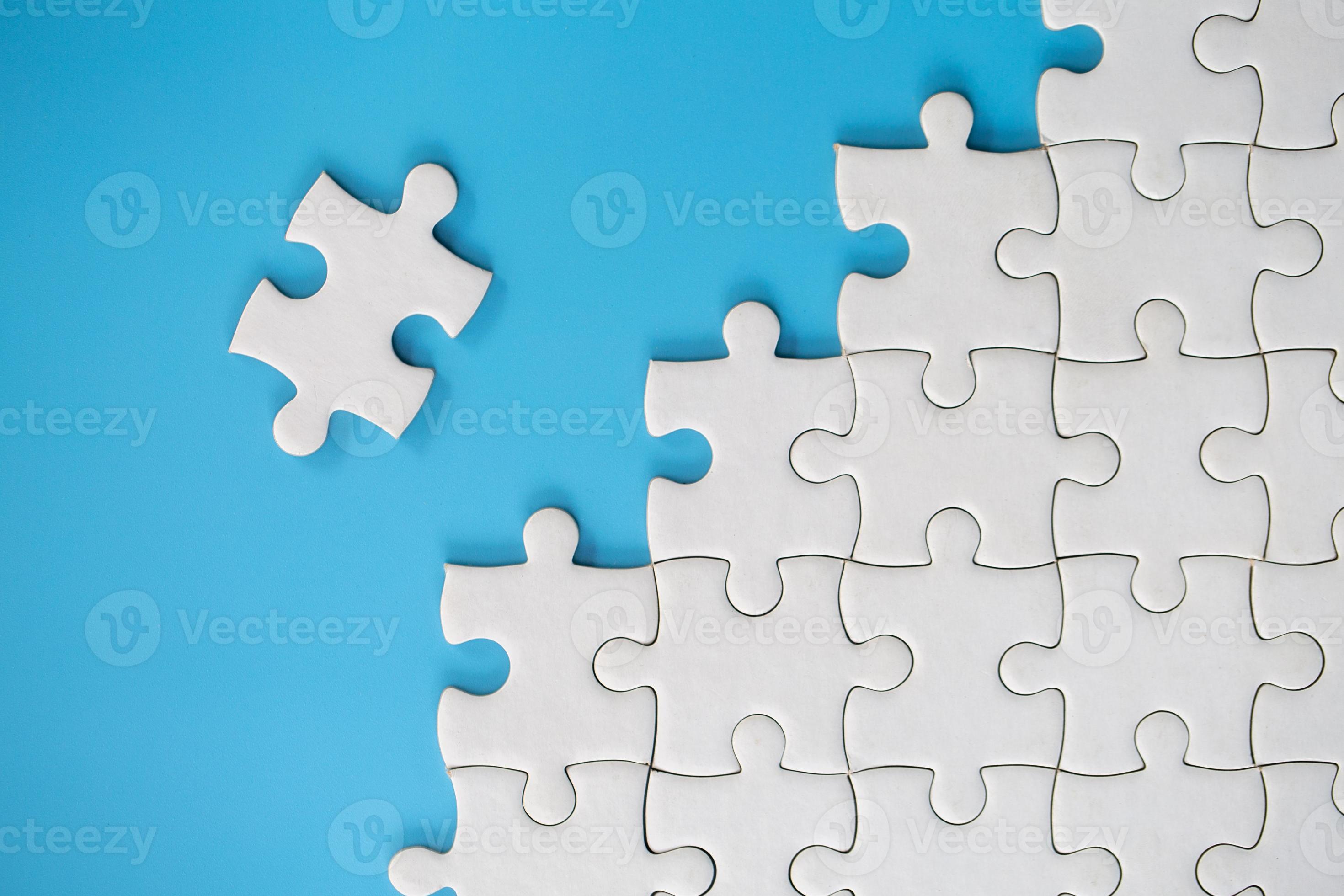 Jigsaw puzzle with missing piece. Completing final task, missing jigsaw