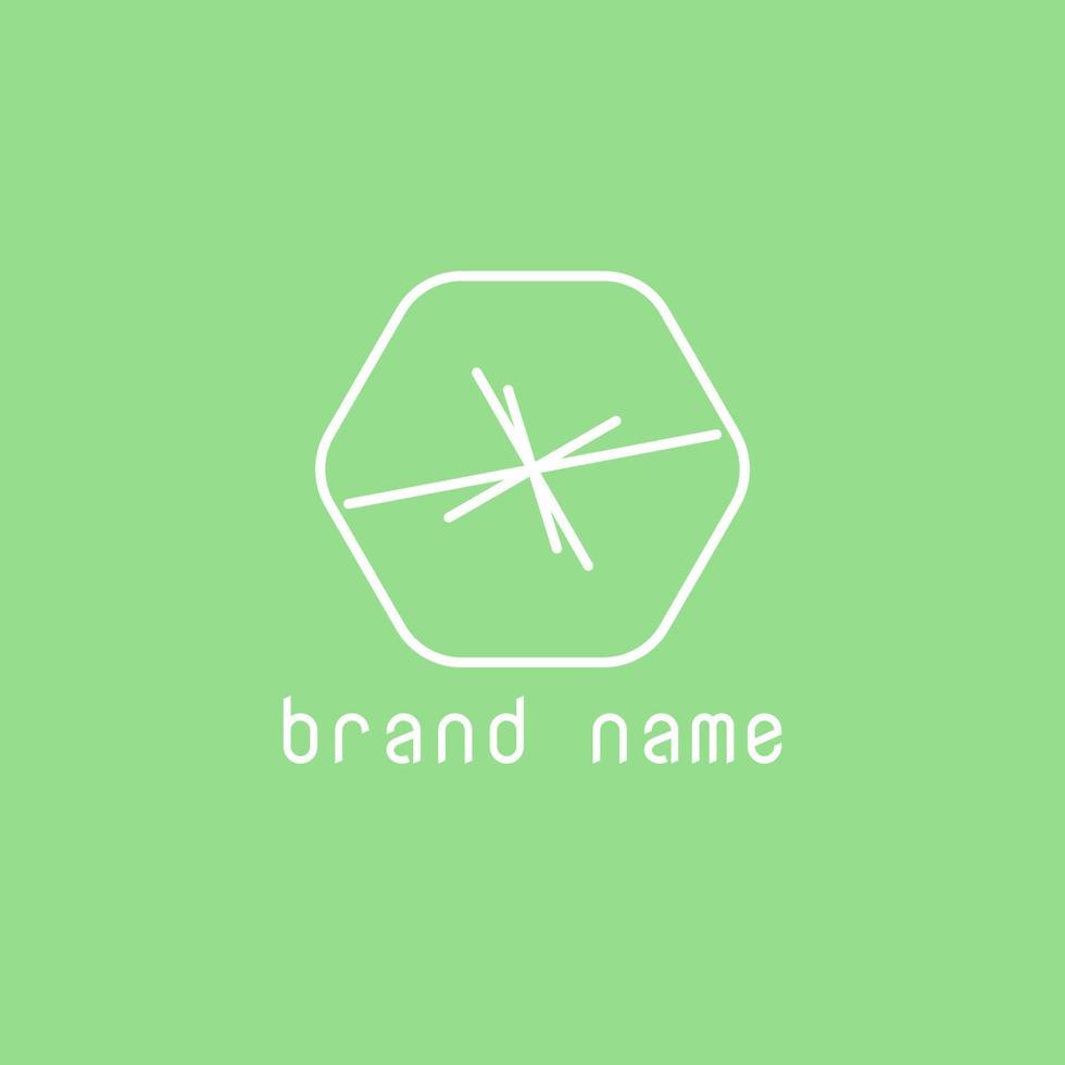 Abstract logo of hexagons and lines on green background vector