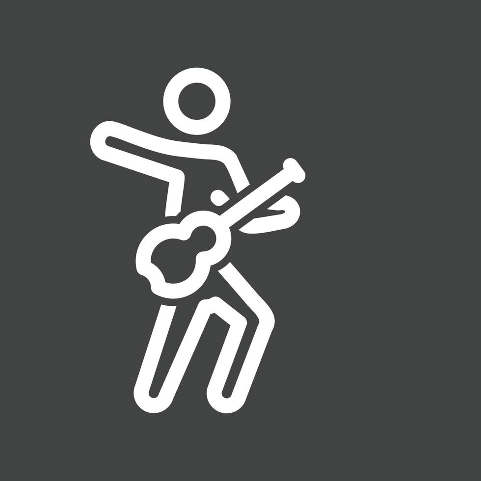 icono de línea invertida de guitarrista vector