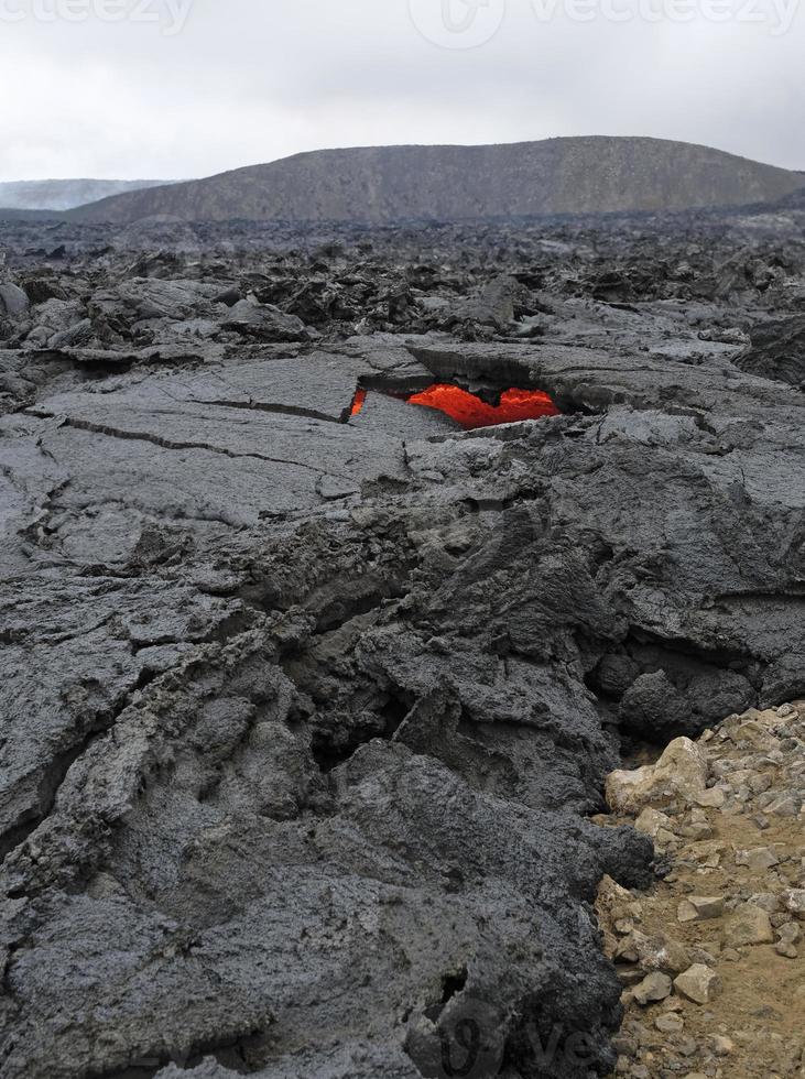 Glimpses of lava near Iceland's newest volcano, Geldingadalir photo