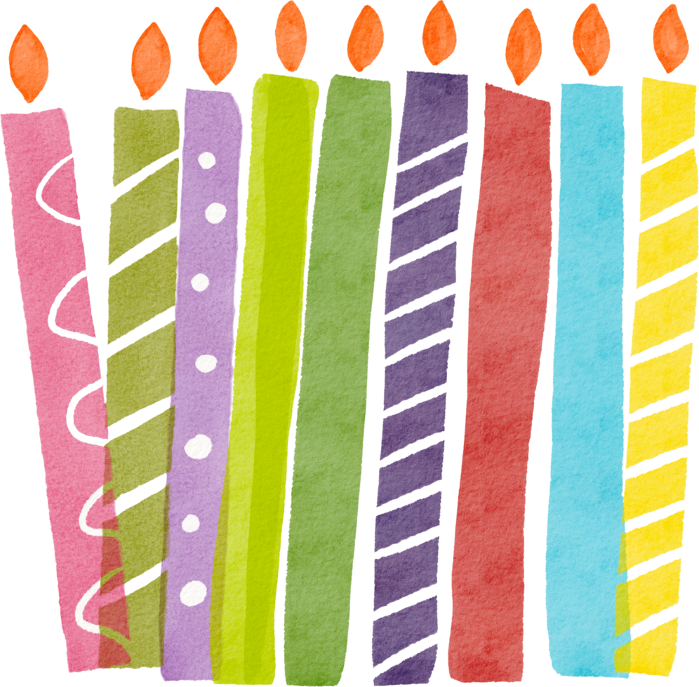 Watercolor Hand drawn Happy Birthday Candle png