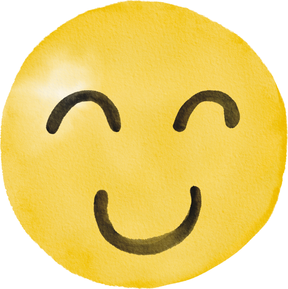 Watercolor hand drawn emoji png