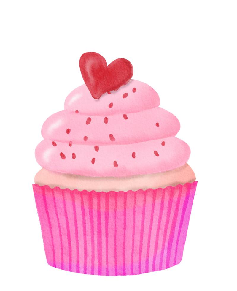 Pink cupcake watercolor painted png