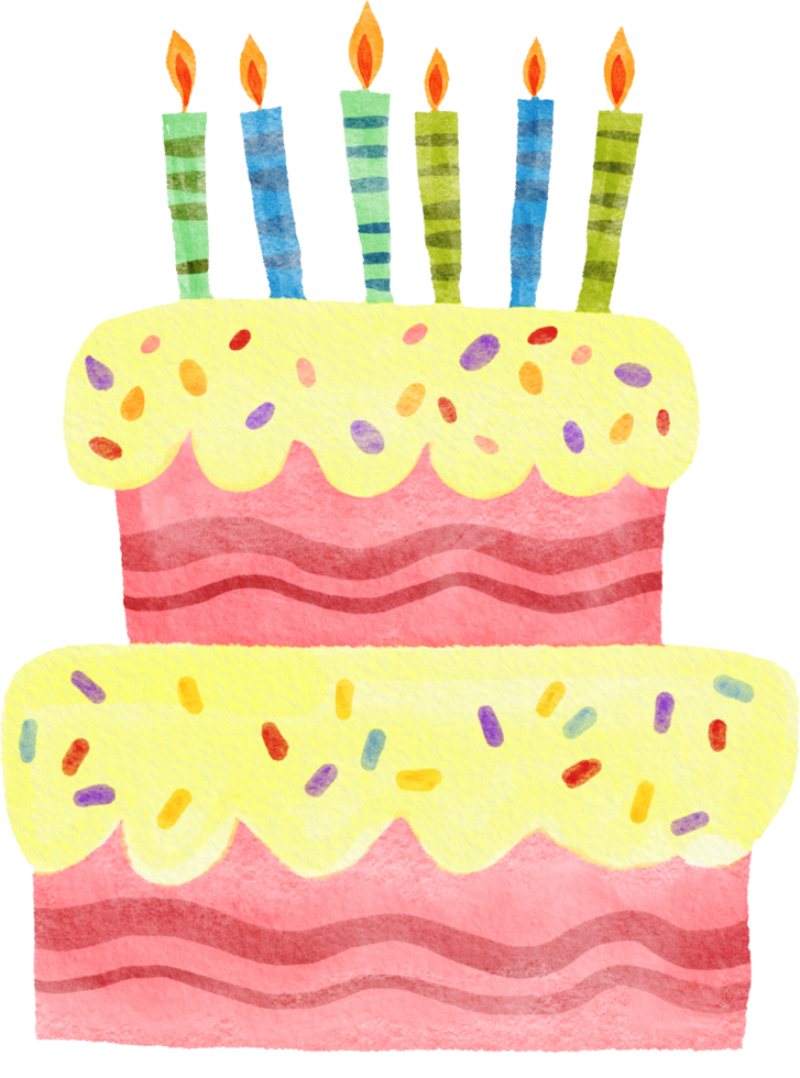 happy birthday cake with colorful candles png