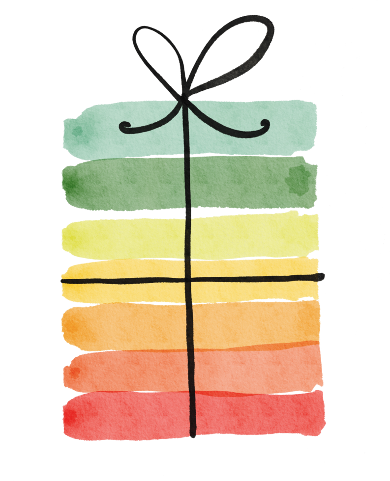 Watercolor gift box for birthday png
