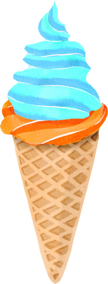 Watercolor Icecream in cone png