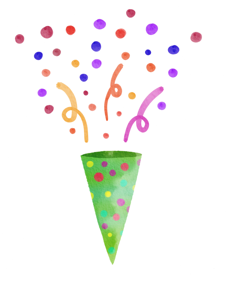 colorful confetti watercolor painted png