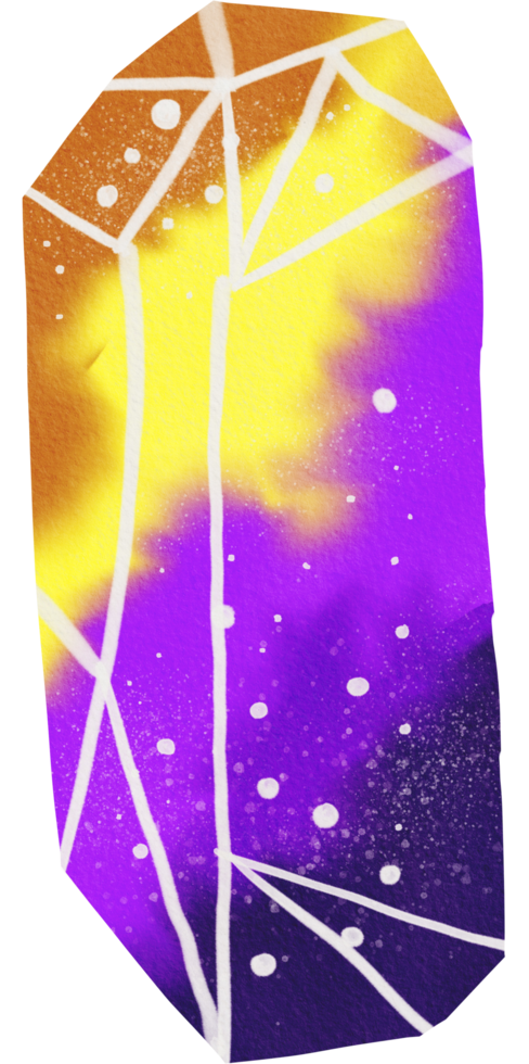 Watercolor painted crystal png