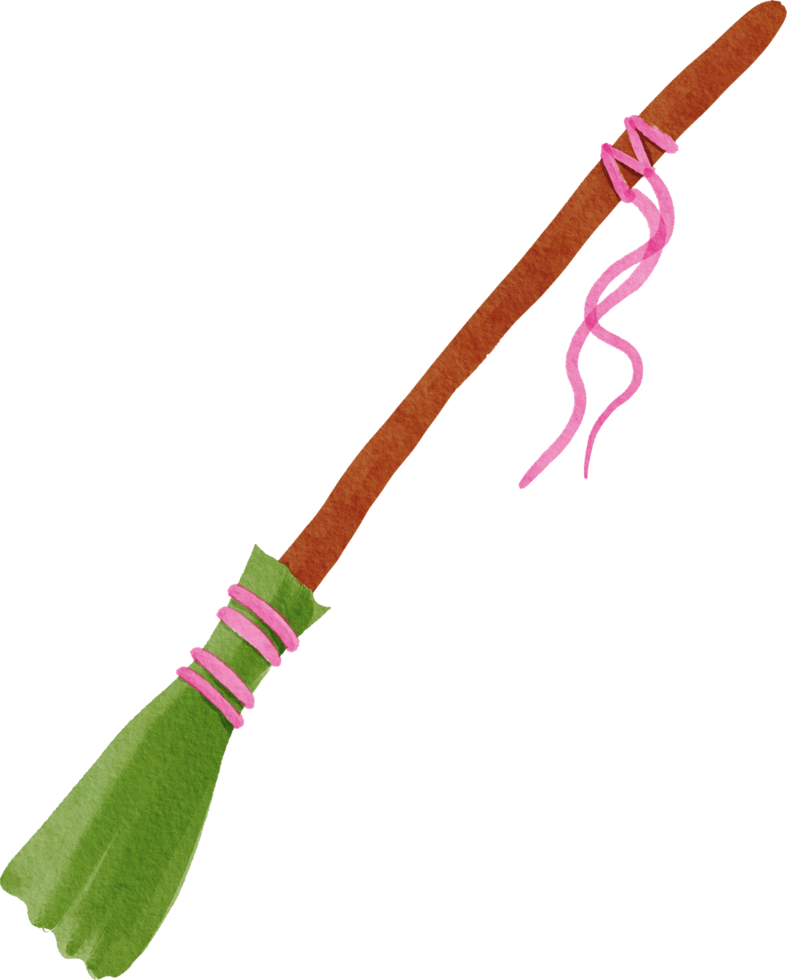 witch broom watercolor png