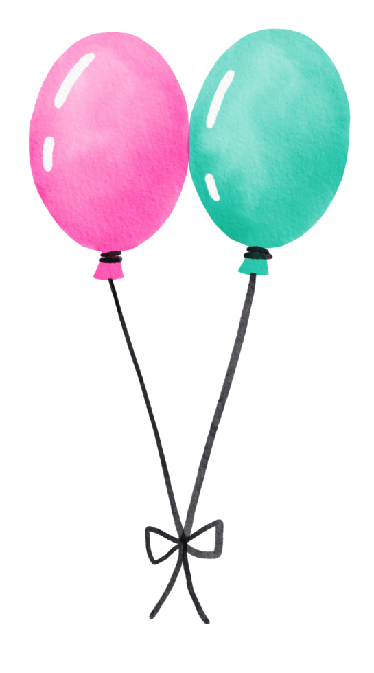 Watercolor hand drawn colorful balloon png