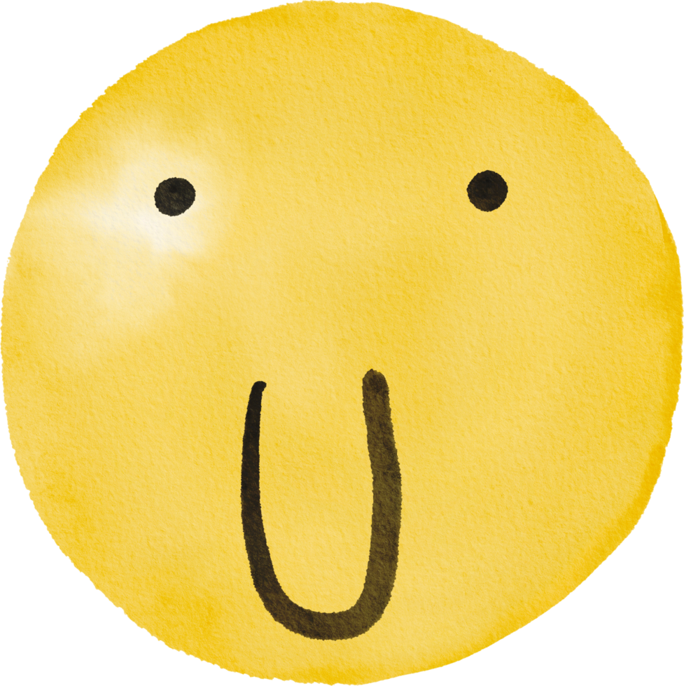 Watercolor hand drawn emoji png
