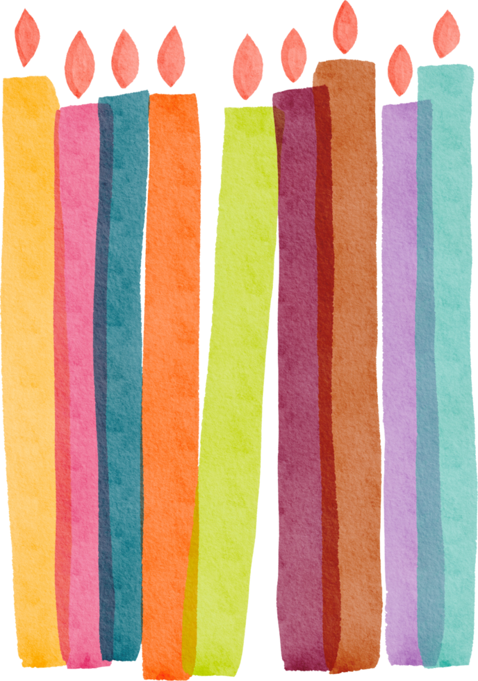 Watercolor Hand drawn Happy Birthday Candle png