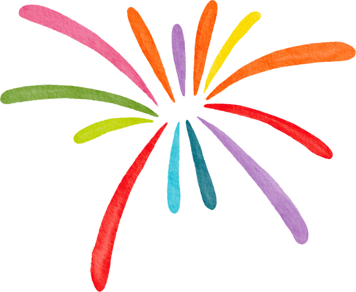 Watercolor painted firework png
