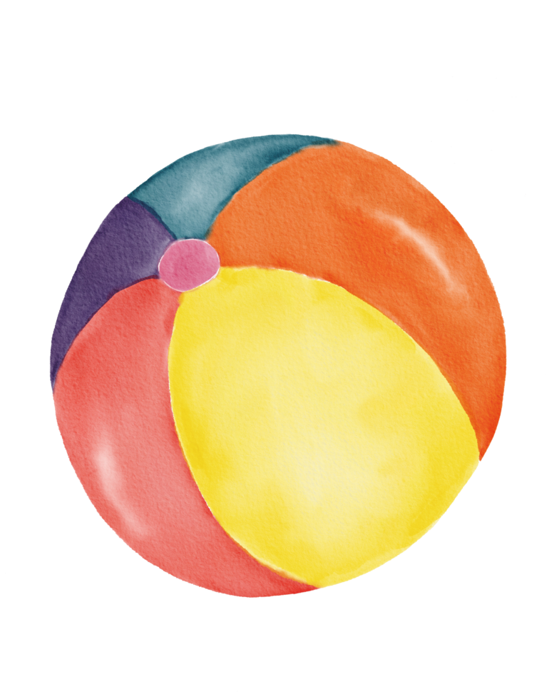 watercolor colorful ball beach png