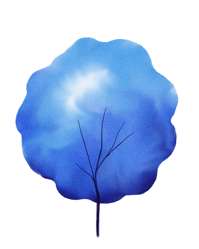 acquerello blu albero png