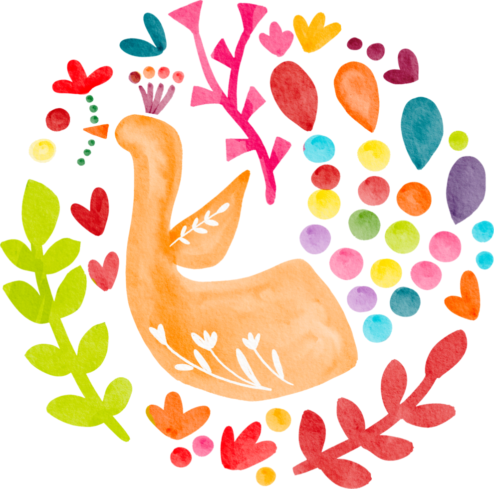 Watercolor Bird Mandala Painted png