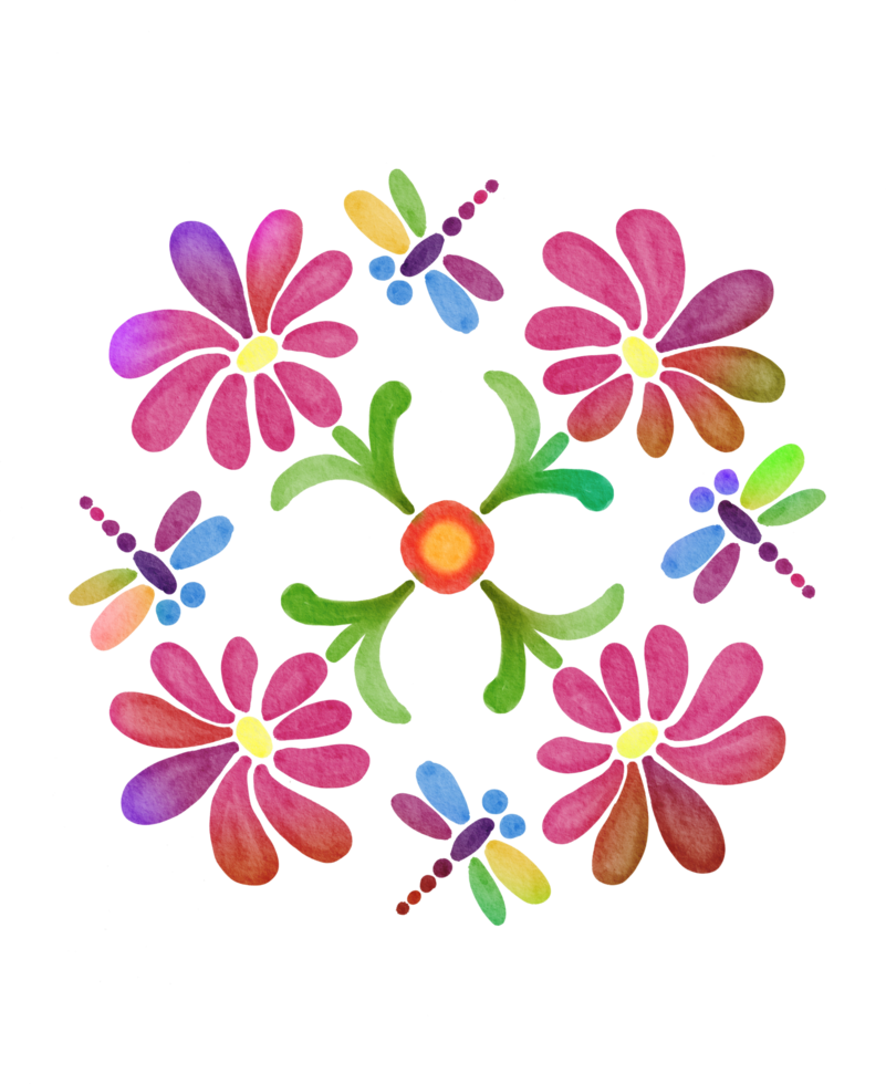 fleur mandala aquarelle peinte png