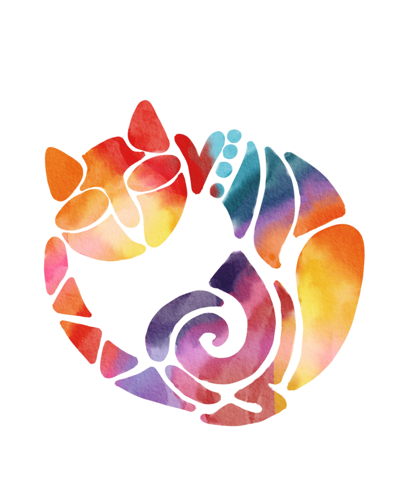 Katzen-Mandala-Aquarell gemalt png