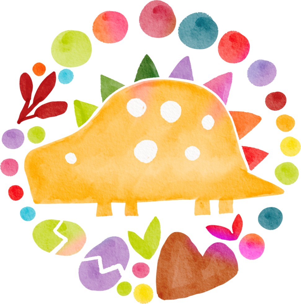Dinosaur mandala watercolor painted png