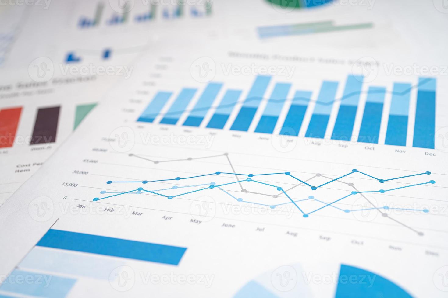 Charts Graphs paper. Financial development, Banking Account, Statistics, Investment Analytic research data economy, Stock exchange Business office company meeting concept. photo