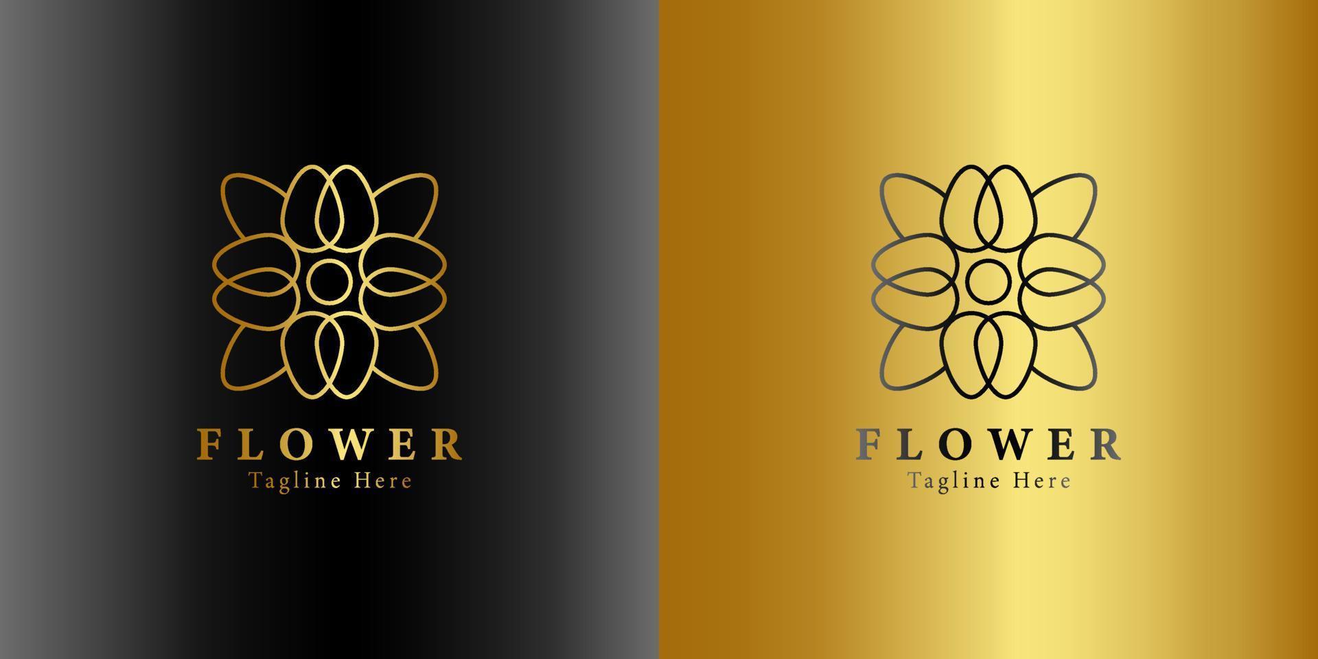 Luxury gold beauty flower spa logo template wellness design for health wellness business vector