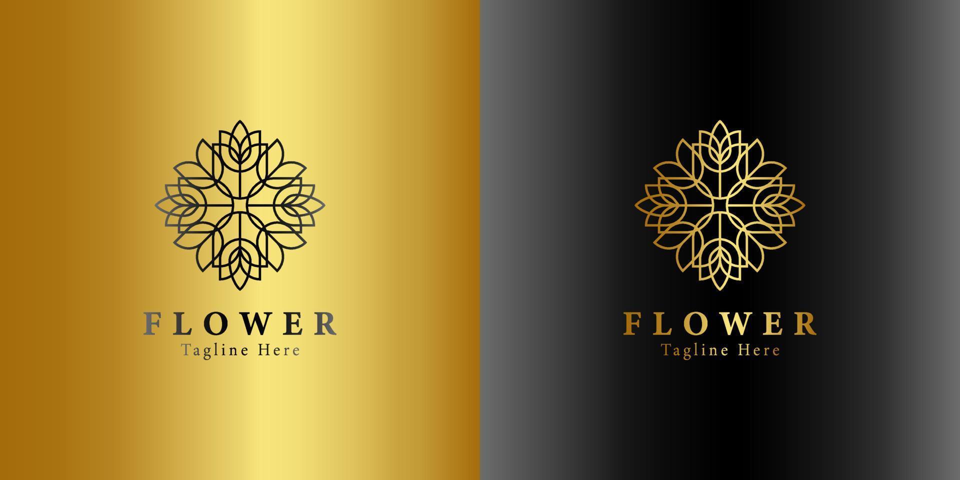 Luxury gold beauty flower spa logo template wellness design for health wellness business vector