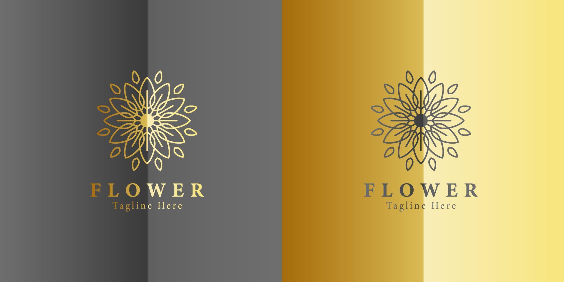 Luxury gold beauty flower spa logo template wellness design for health wellness business vector