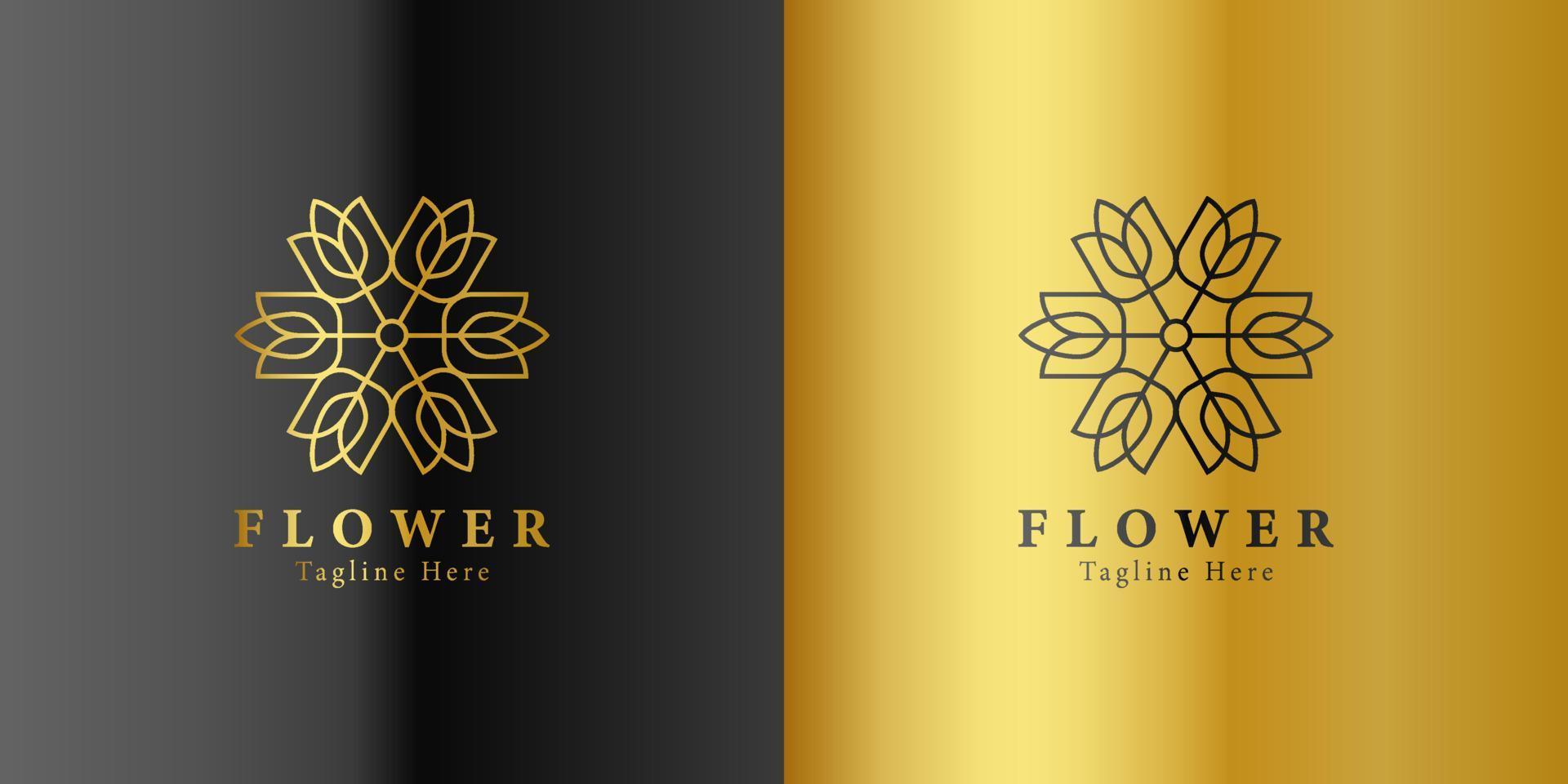 Luxury gold beauty flower spa logo template wellness design for health wellness business vector