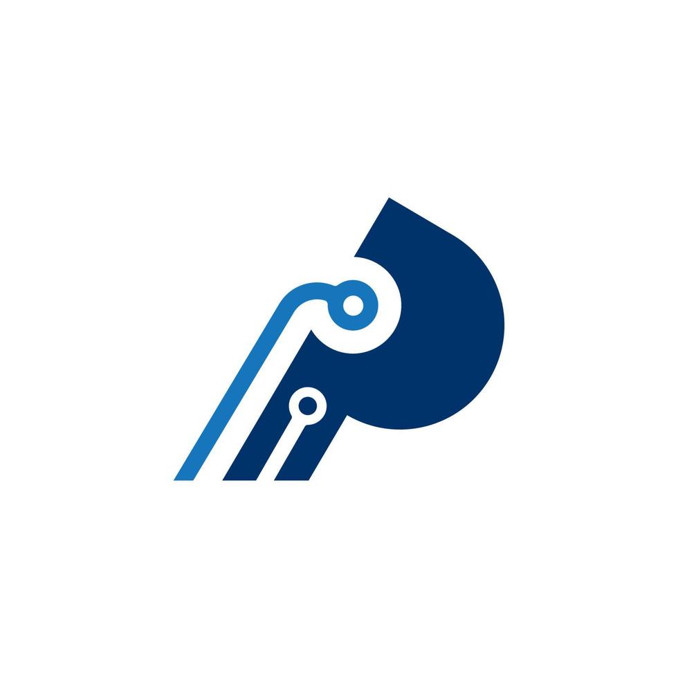logotipo de la letra p de tecnología vector