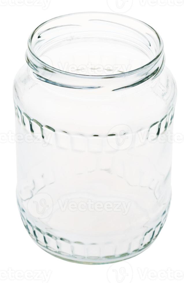 open glass jar isolated on white photo