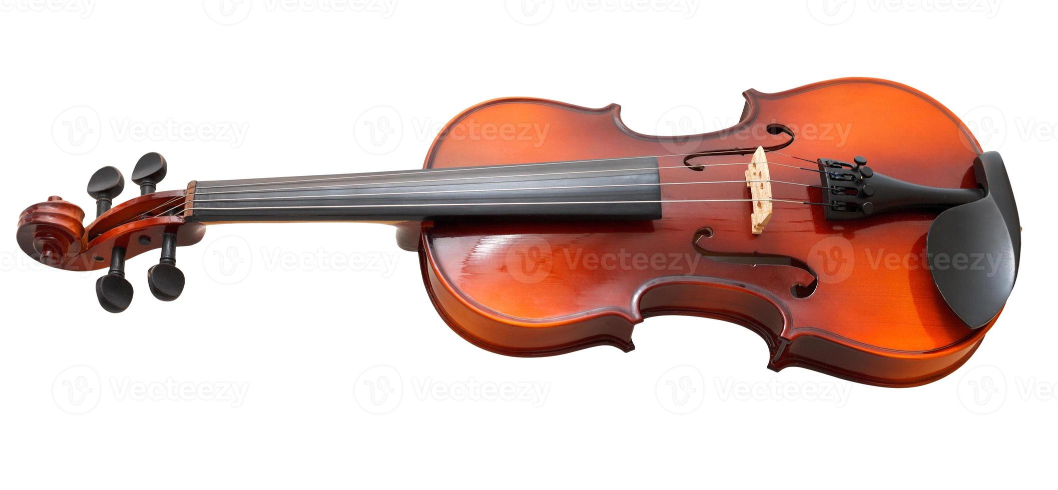 violín de madera típico aislado en blanco foto