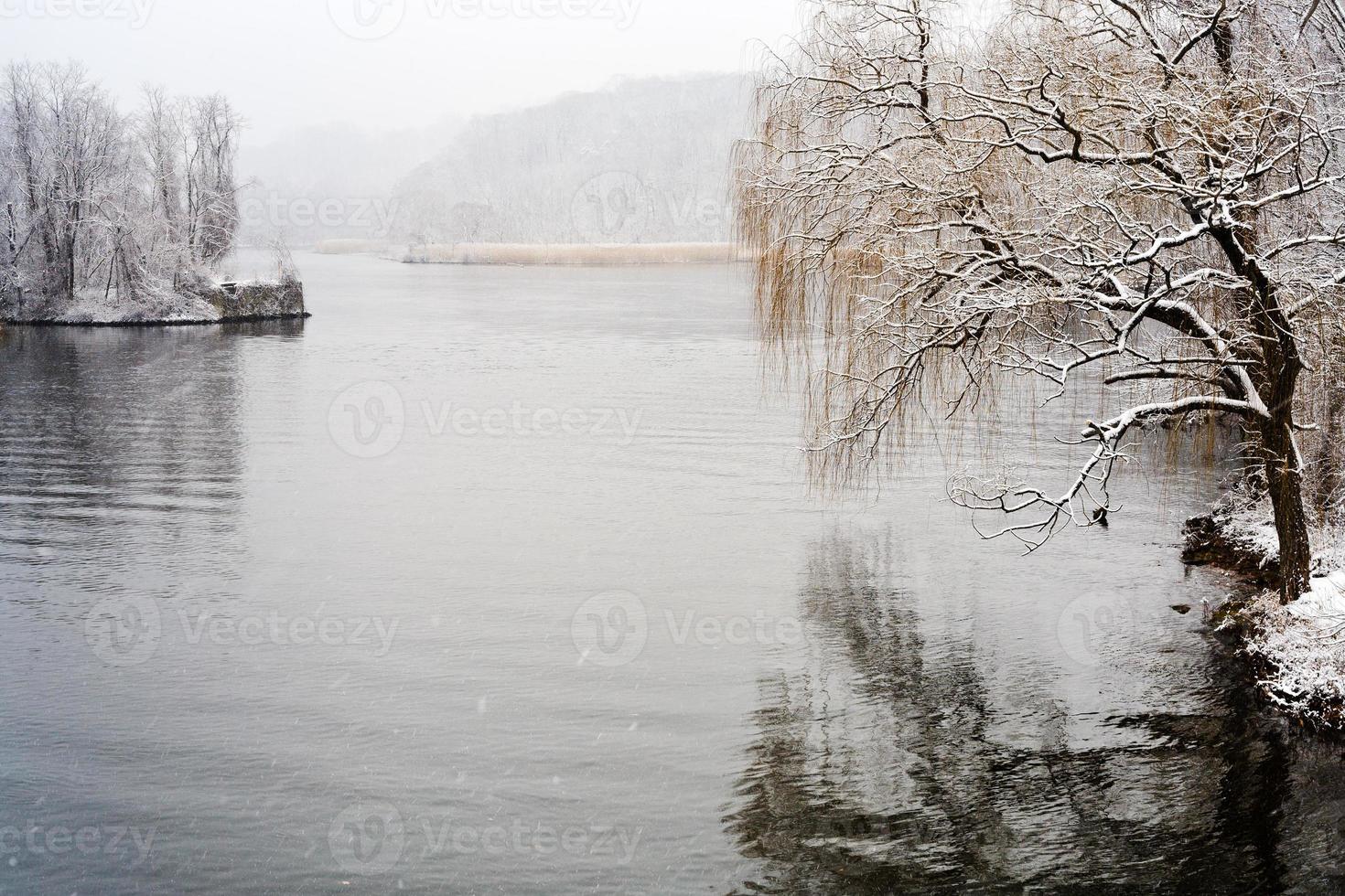 Hudson river in winter photo