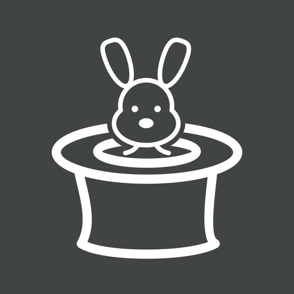 Rabbit in Hat Line Inverted Icon vector