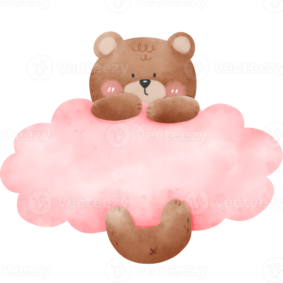 Bear and cloud in watercolor png