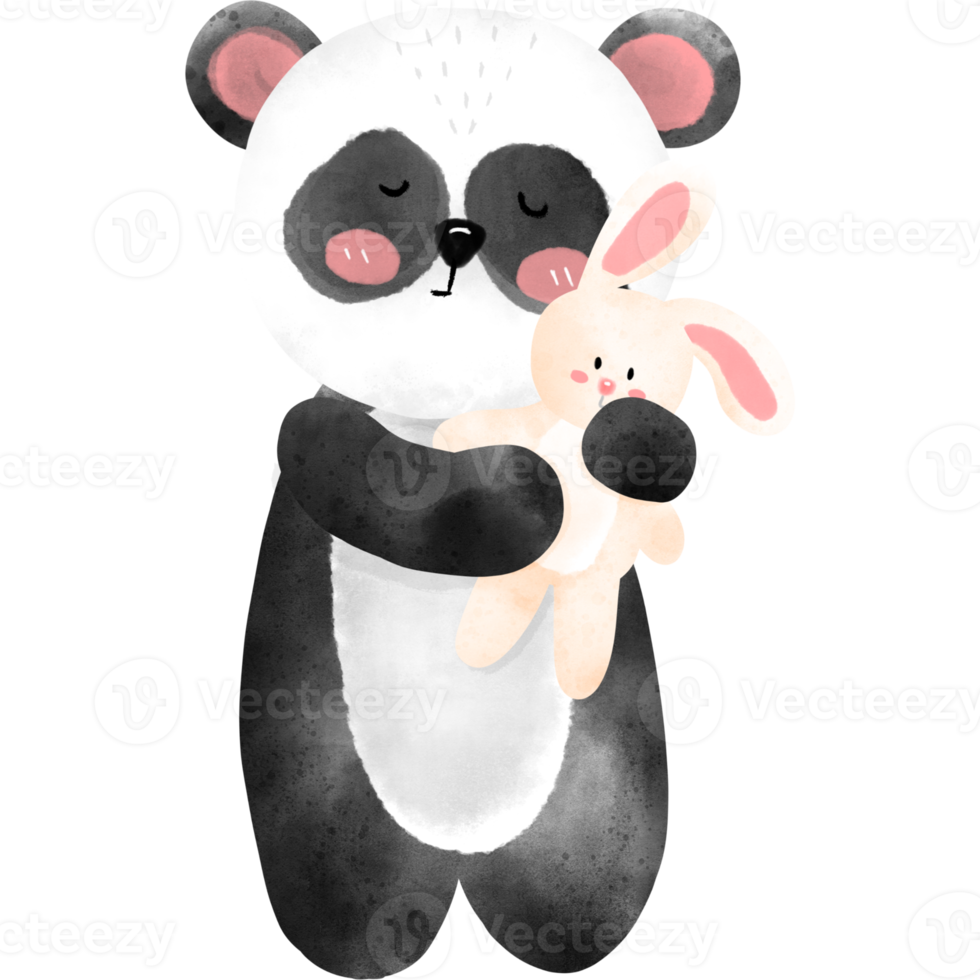 panda com sono e coelho png