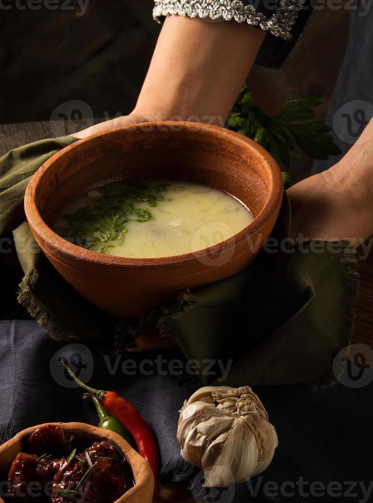 A shot of a dish in hands photo