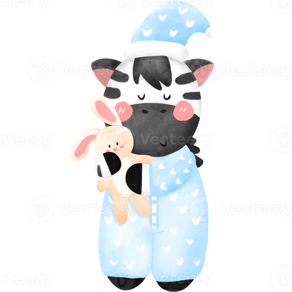 Sleepy Zebra with bunny png