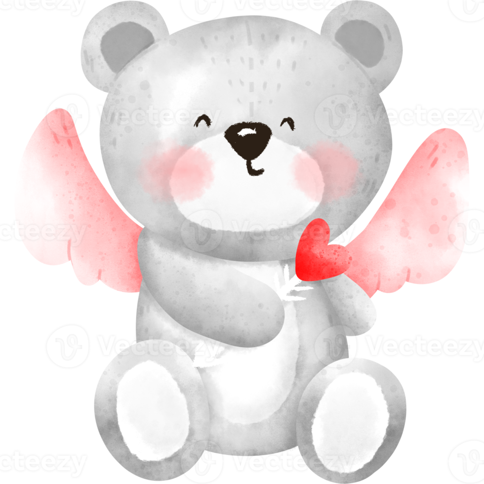 Cupid bear watercolor png