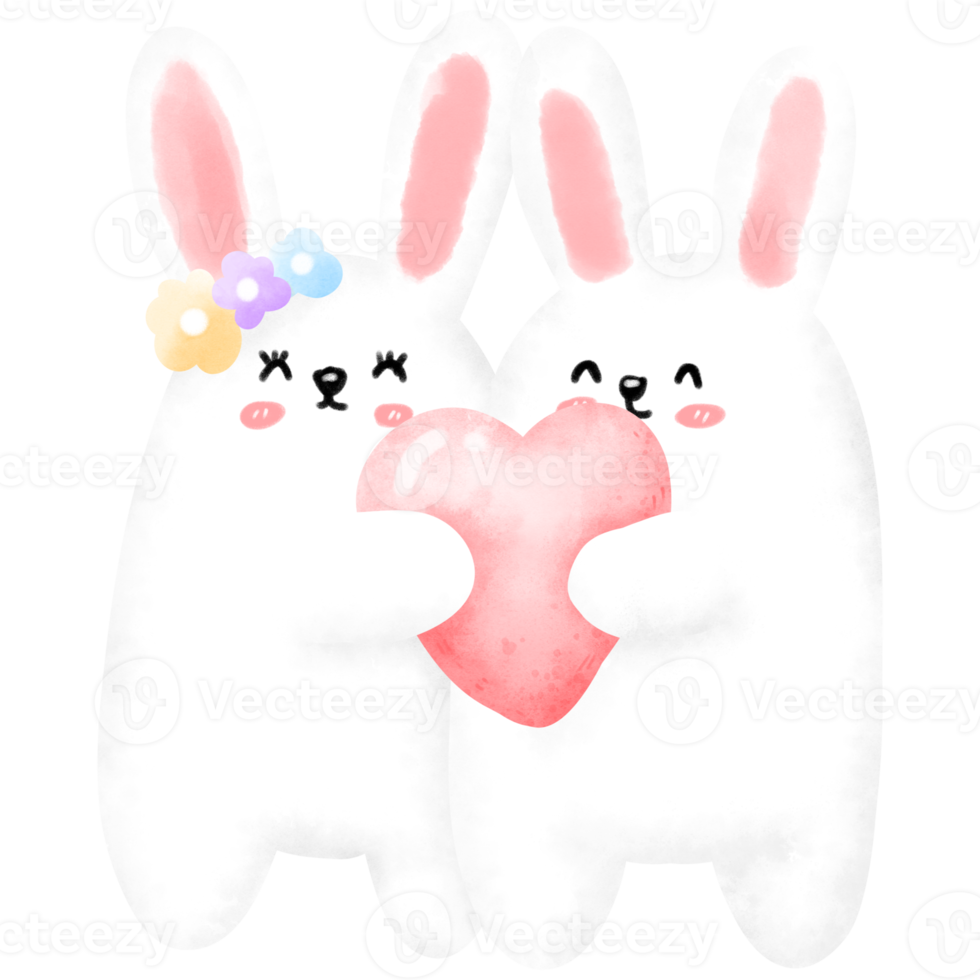 Bunny couple and heart png