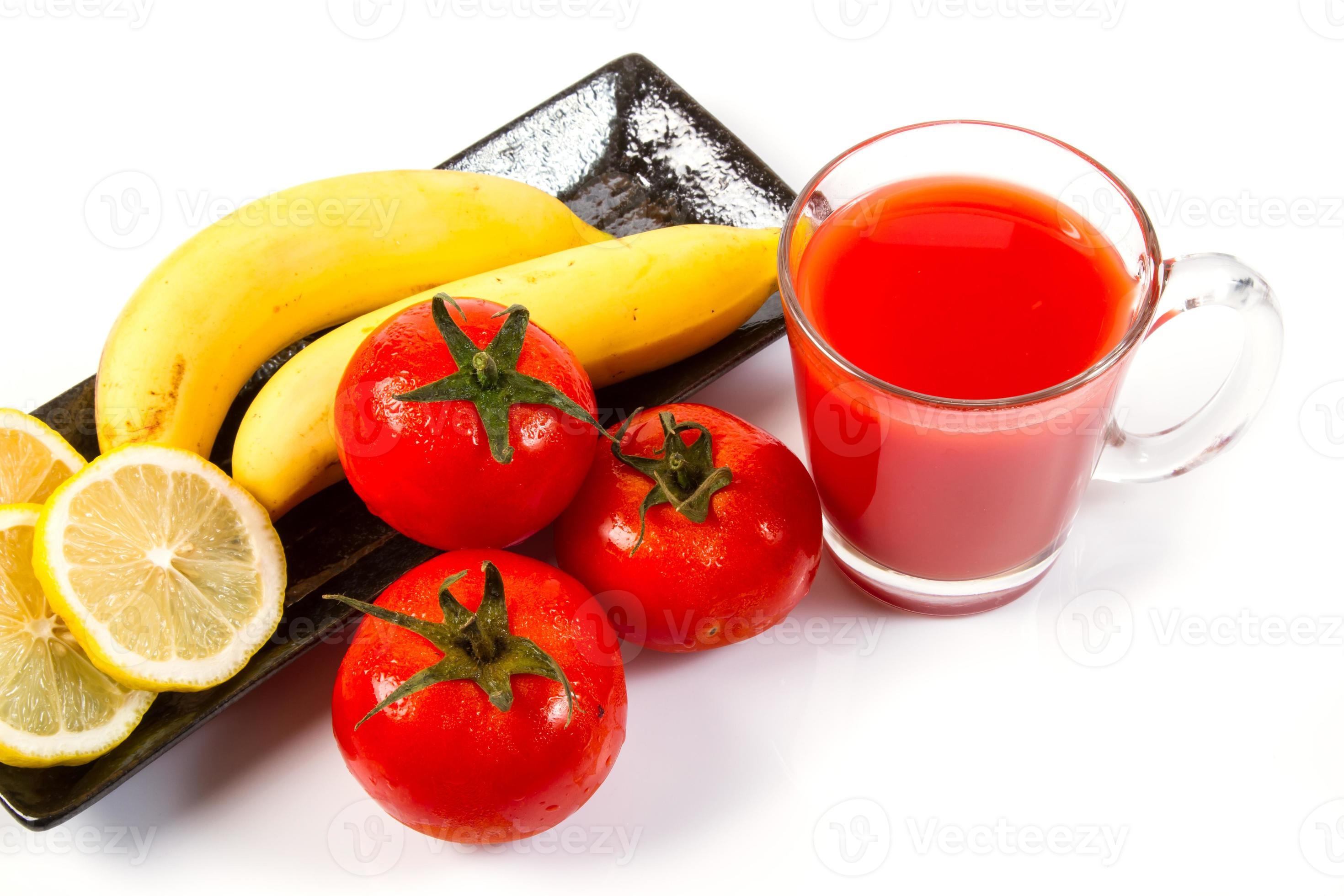 Tomato Juice with banana and lemon 11908169 Stock Photo at Vecteezy