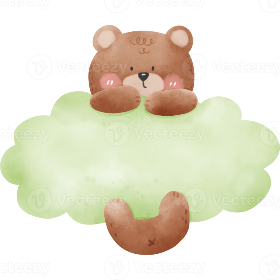 urso e nuvem em aquarela png