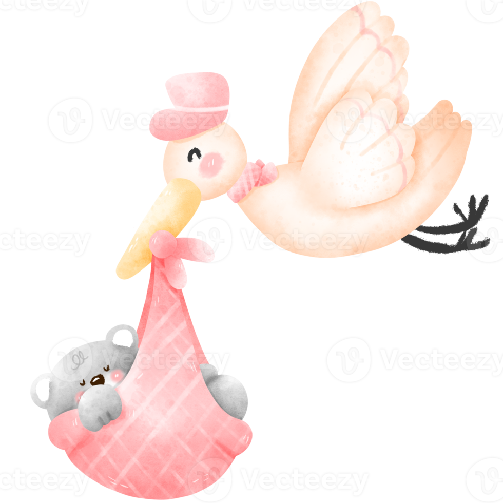 Delivery bird and baby bear png