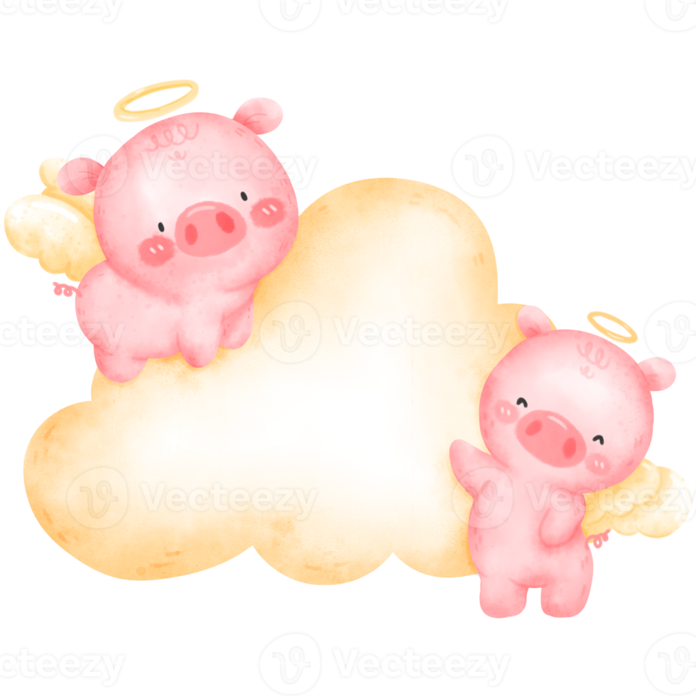 cute pig watercolor png