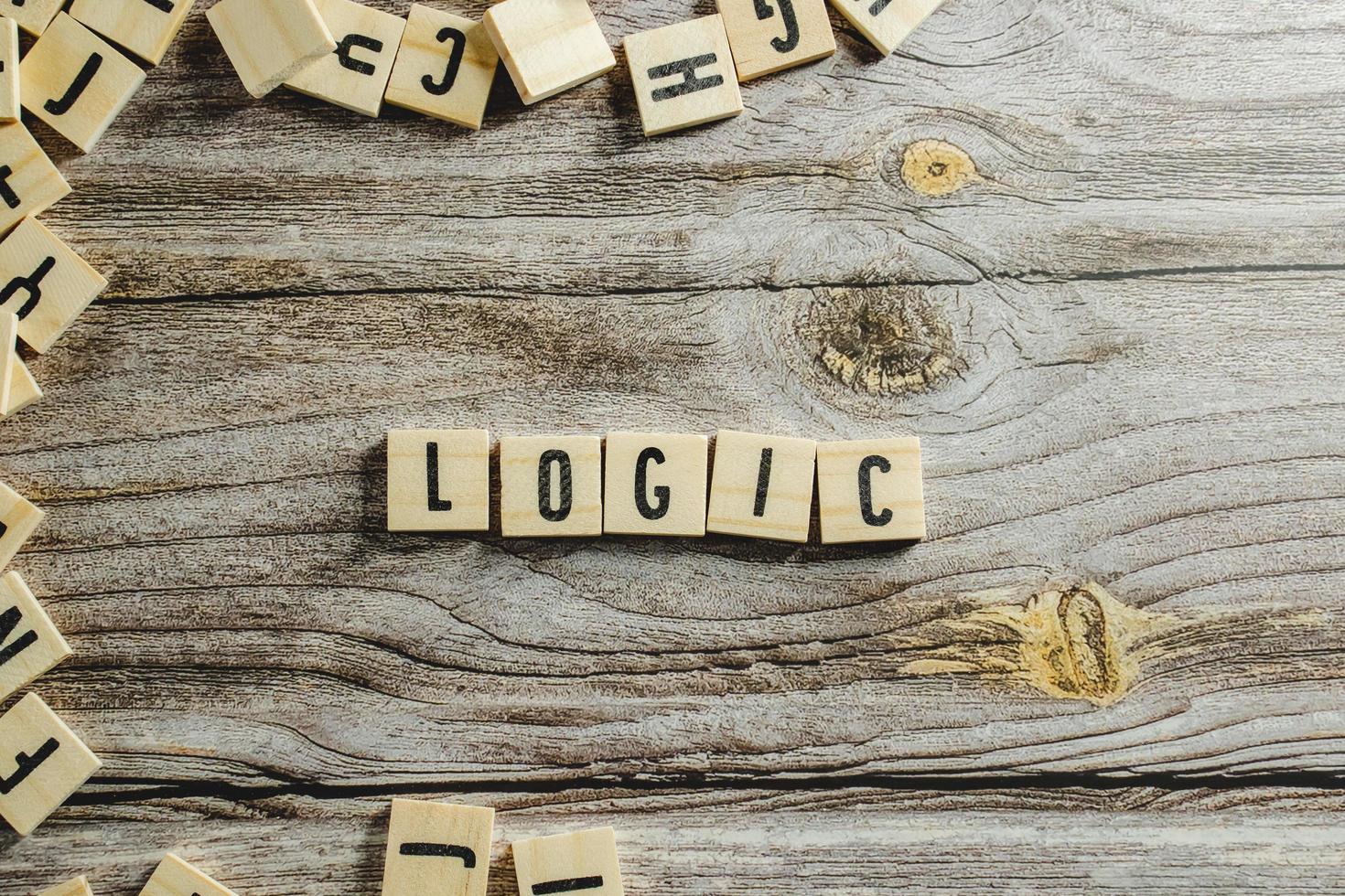 Logic Word Written In Wooden Cube photo