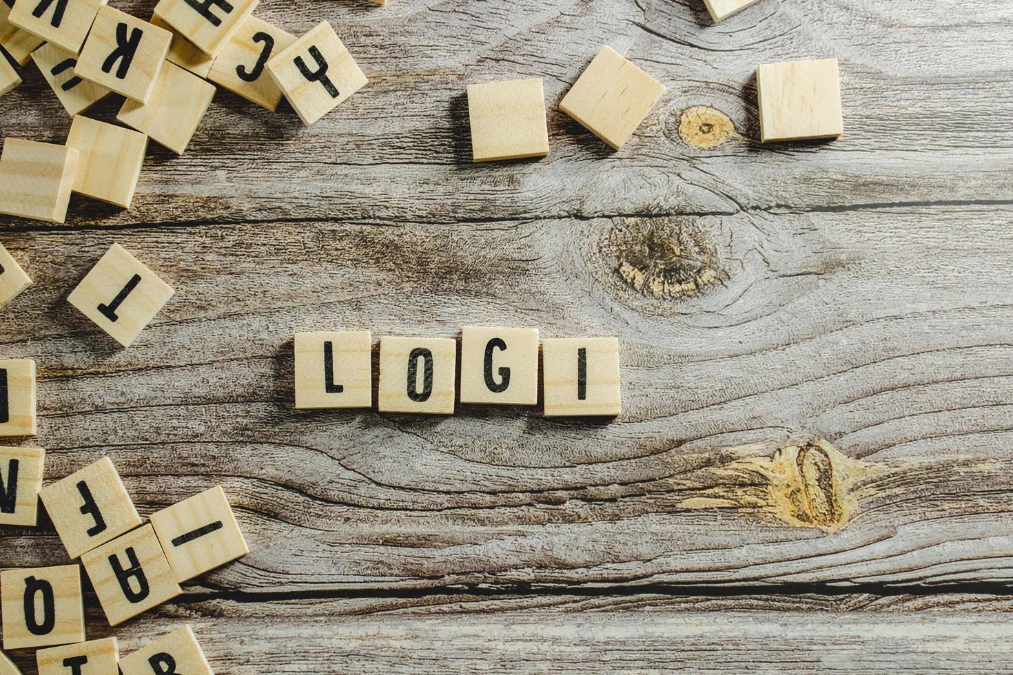 Logic Word Written In Wooden Cube photo